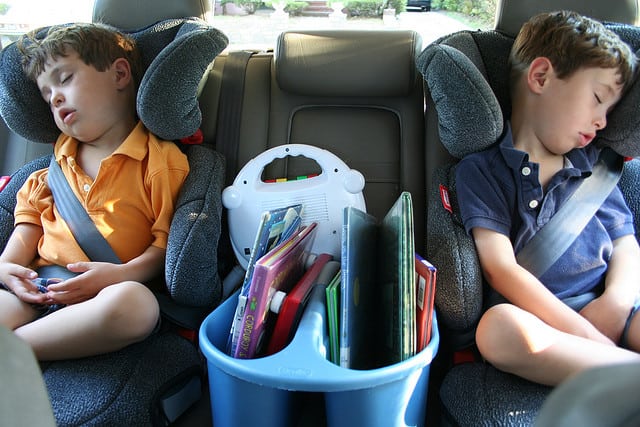 sleeping kids in car