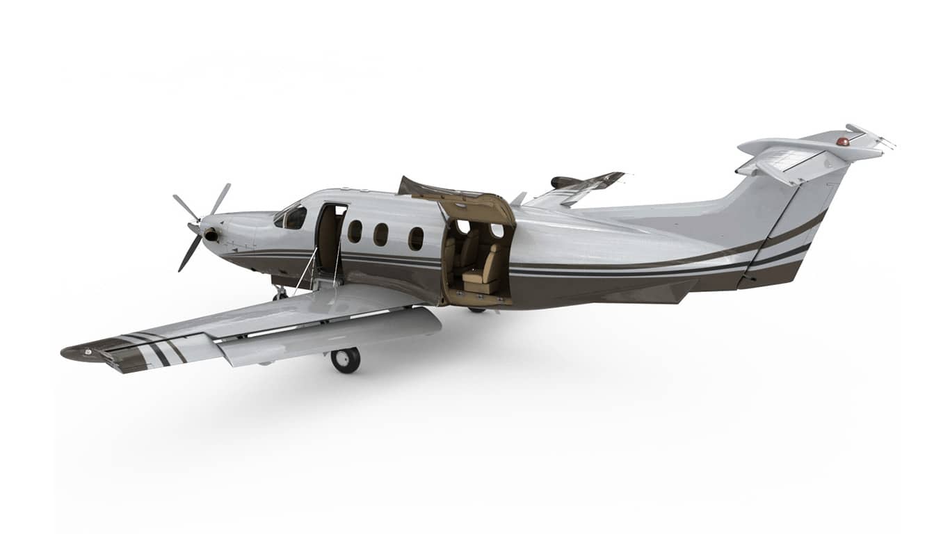 Parked Pilatus PC-12 with the Doors Open, showcasing the Side of the Plane and its features | Pilatus PC-12 | Plane - LIVT