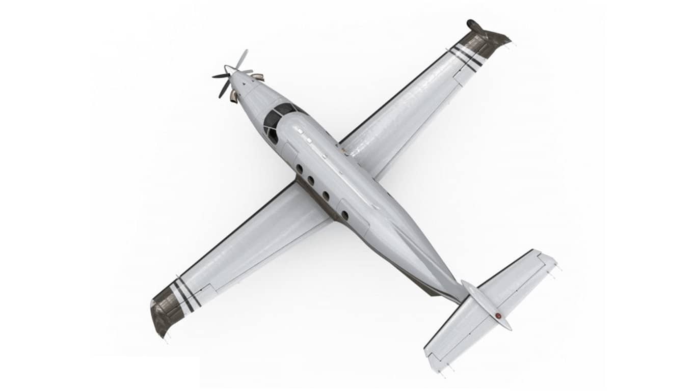 Pilatus Render Top View | Birdseye view of Pilatus PC-12 flying showcasing the Top of the Plane | Pilatus PC-12 | Plane - LIVT