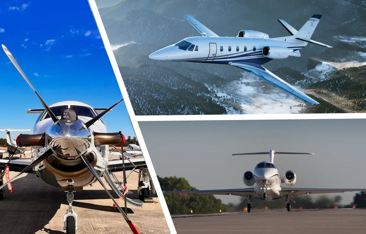 Pilatus PC-12, Cessna Citation Excel, and Phenom 300