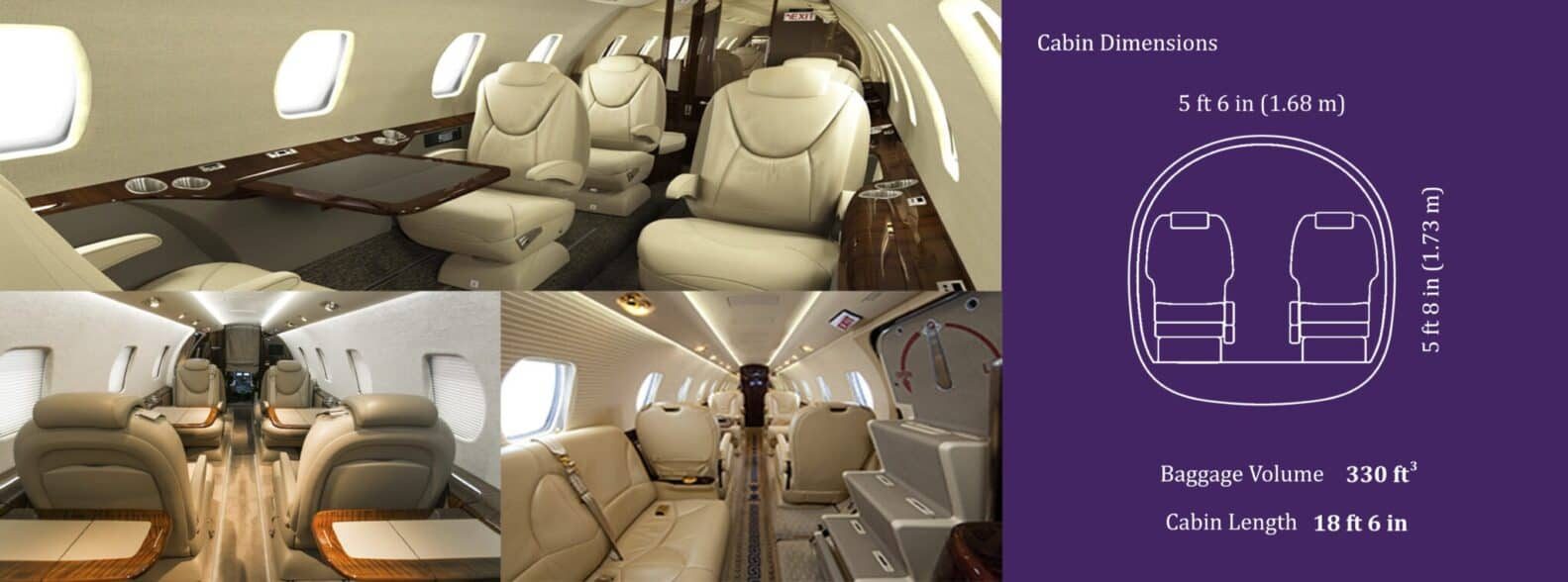 inside the cabin of a citation excel